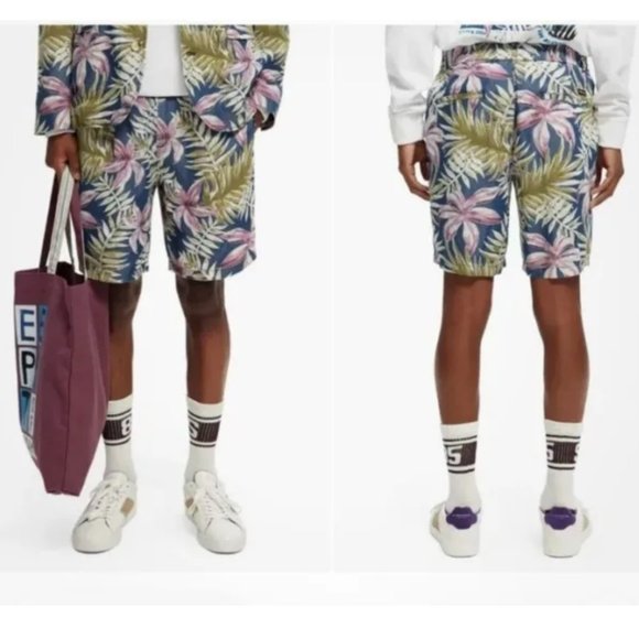 NWT Scotch & Soda Men's Twilt Tropical Print Loose Fit Shorts, Size‎ 36 - Picture 1 of 7